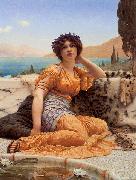 John William Godward, With Violets Wreathed and Robe of Saffron Hue